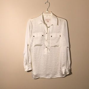 Michael Kors White Half Buttom-Down